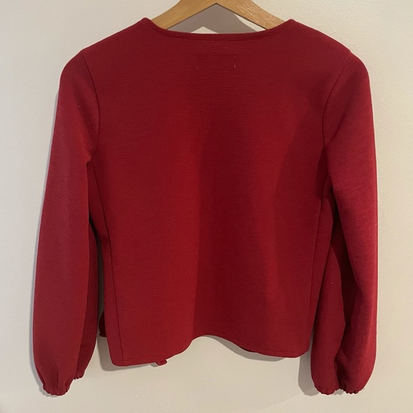 Madewell Texture and Thread Red Crepe Wrap Blouse - Picture 10 of 16
